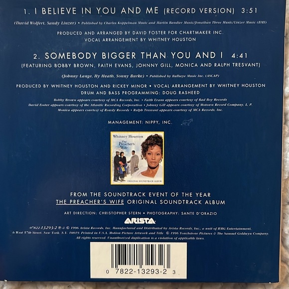 1996 Whitney Houston CDS - Picture 3 of 5